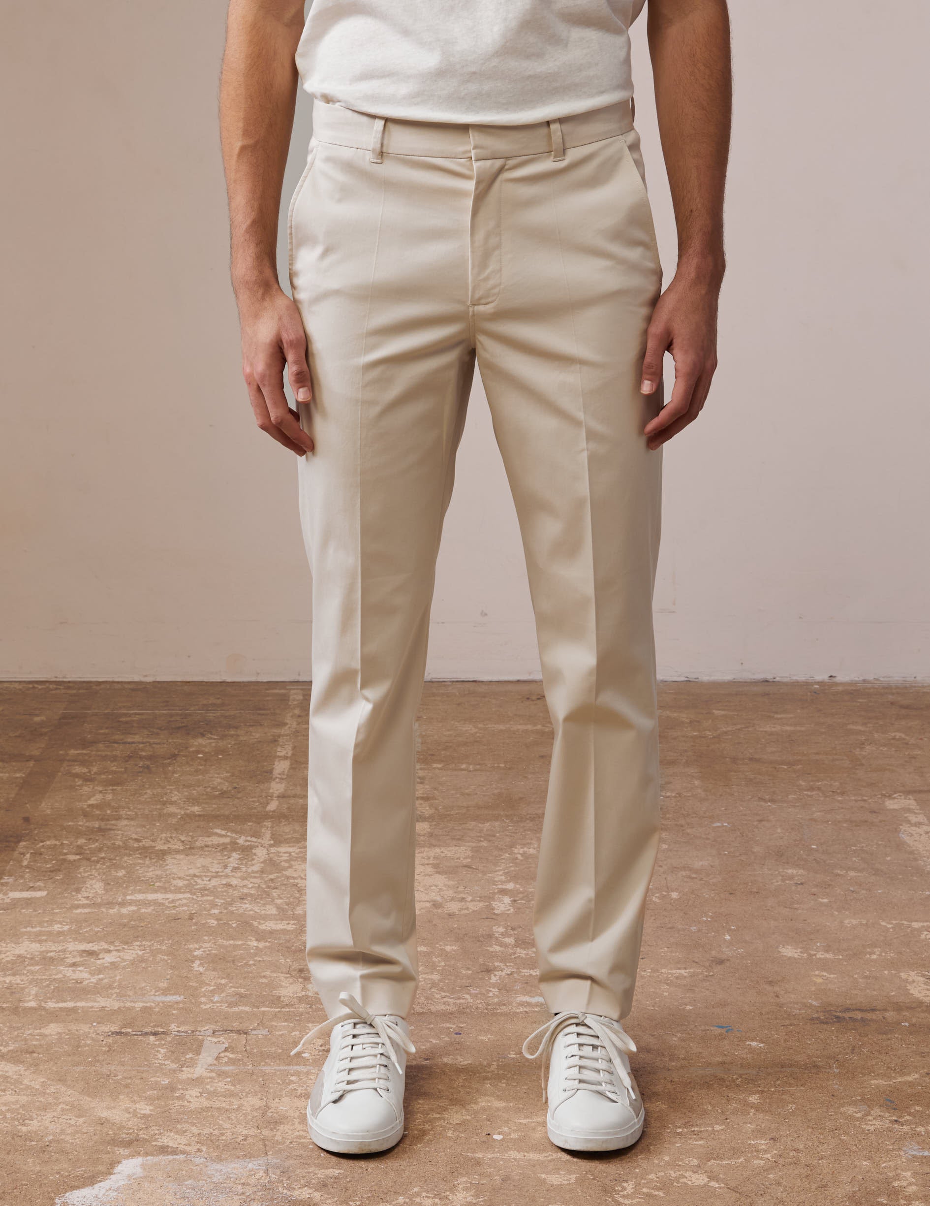 Chino Geofrey en twill de coton beige