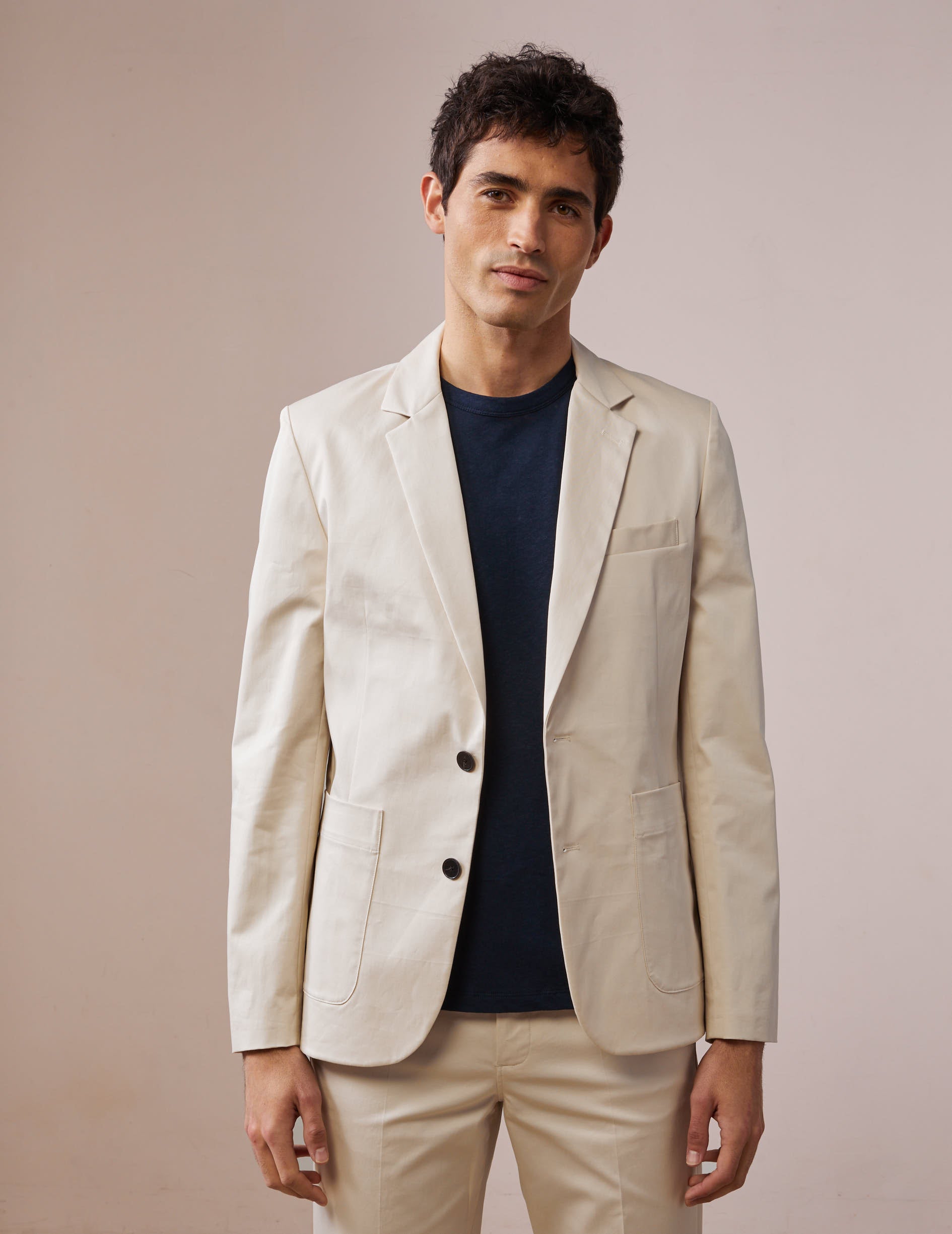 Blazer Hilton en twill de coton beige clair