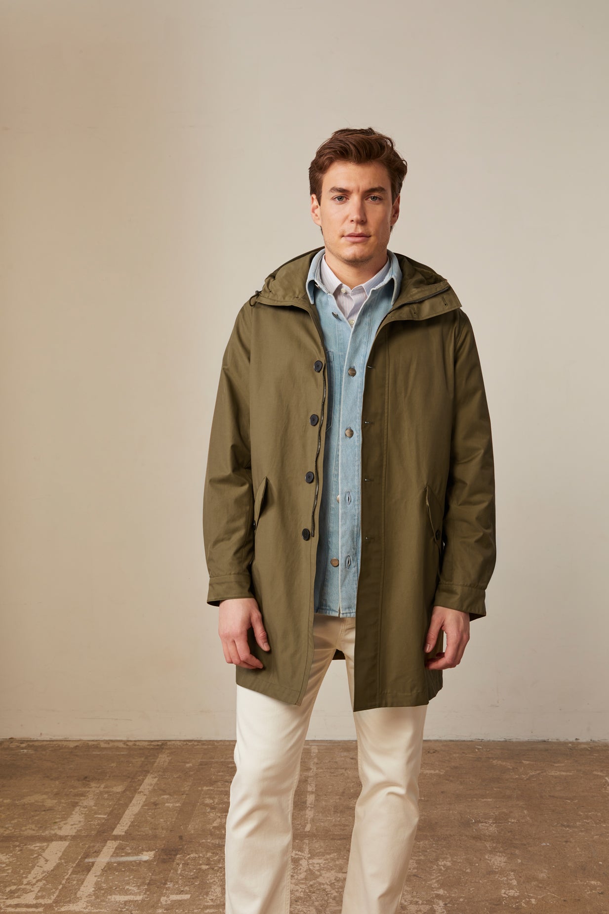 Parka Hector en twill de coton kaki