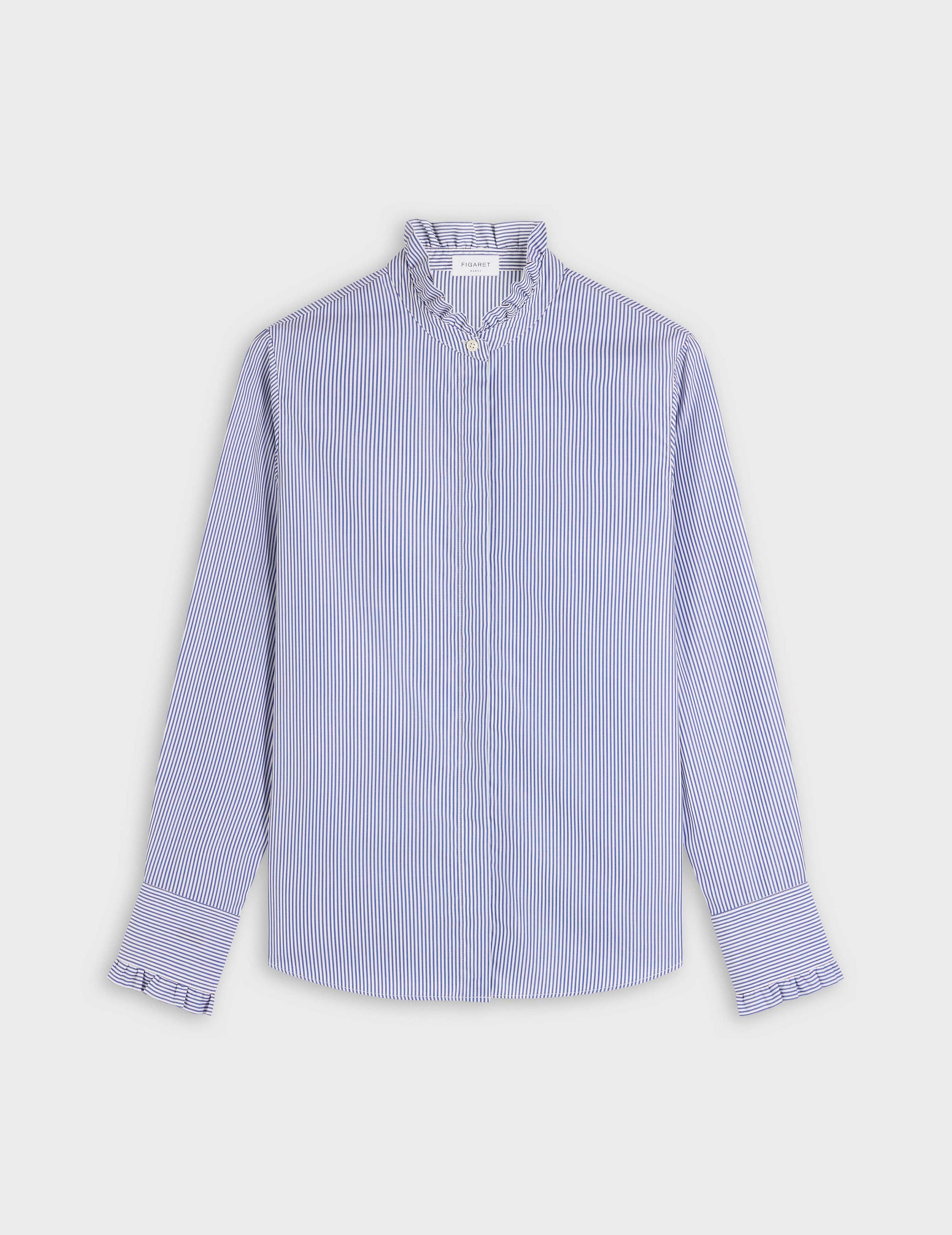 Chemise Louison gorge cachée rayée bleue