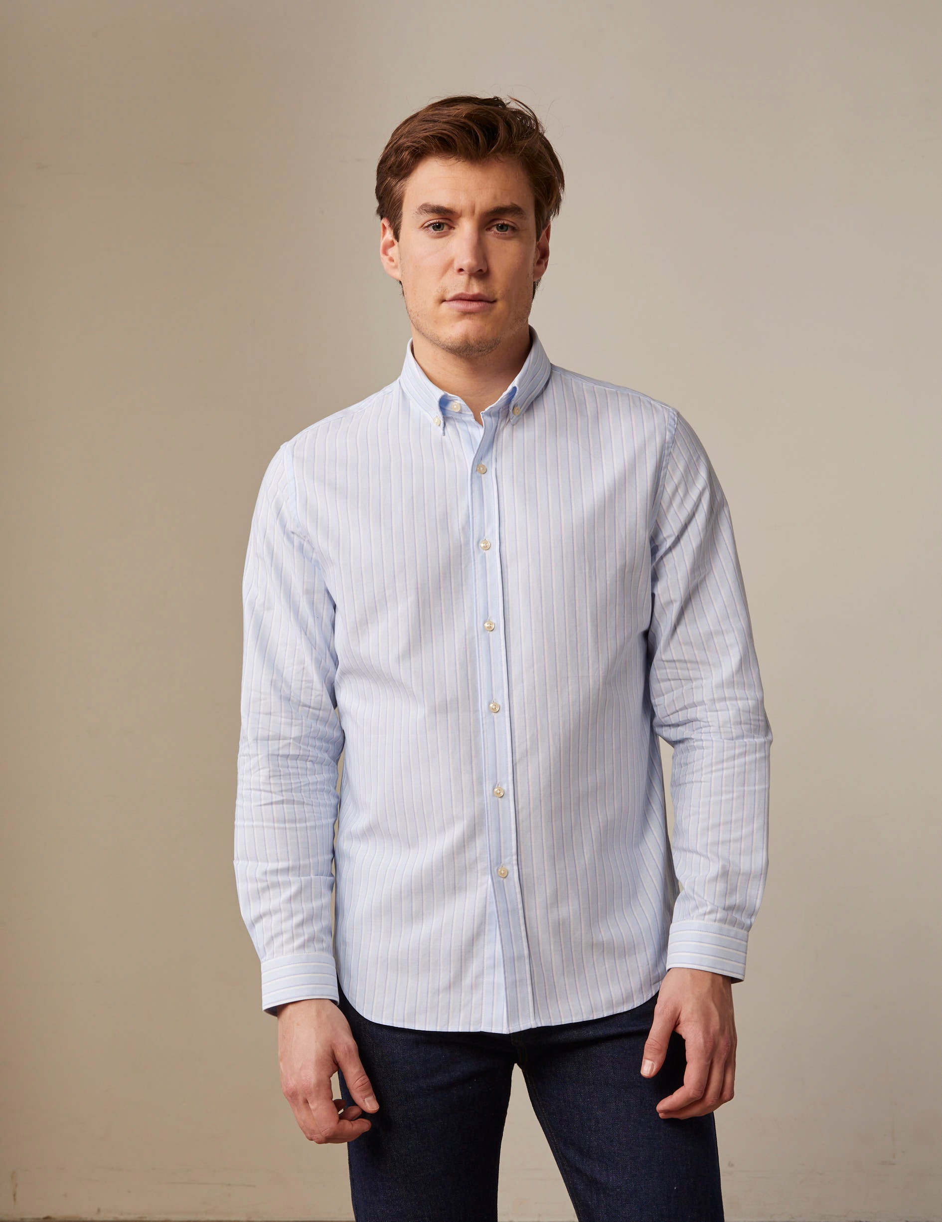 Chemise Gaspard rayée bleu clair