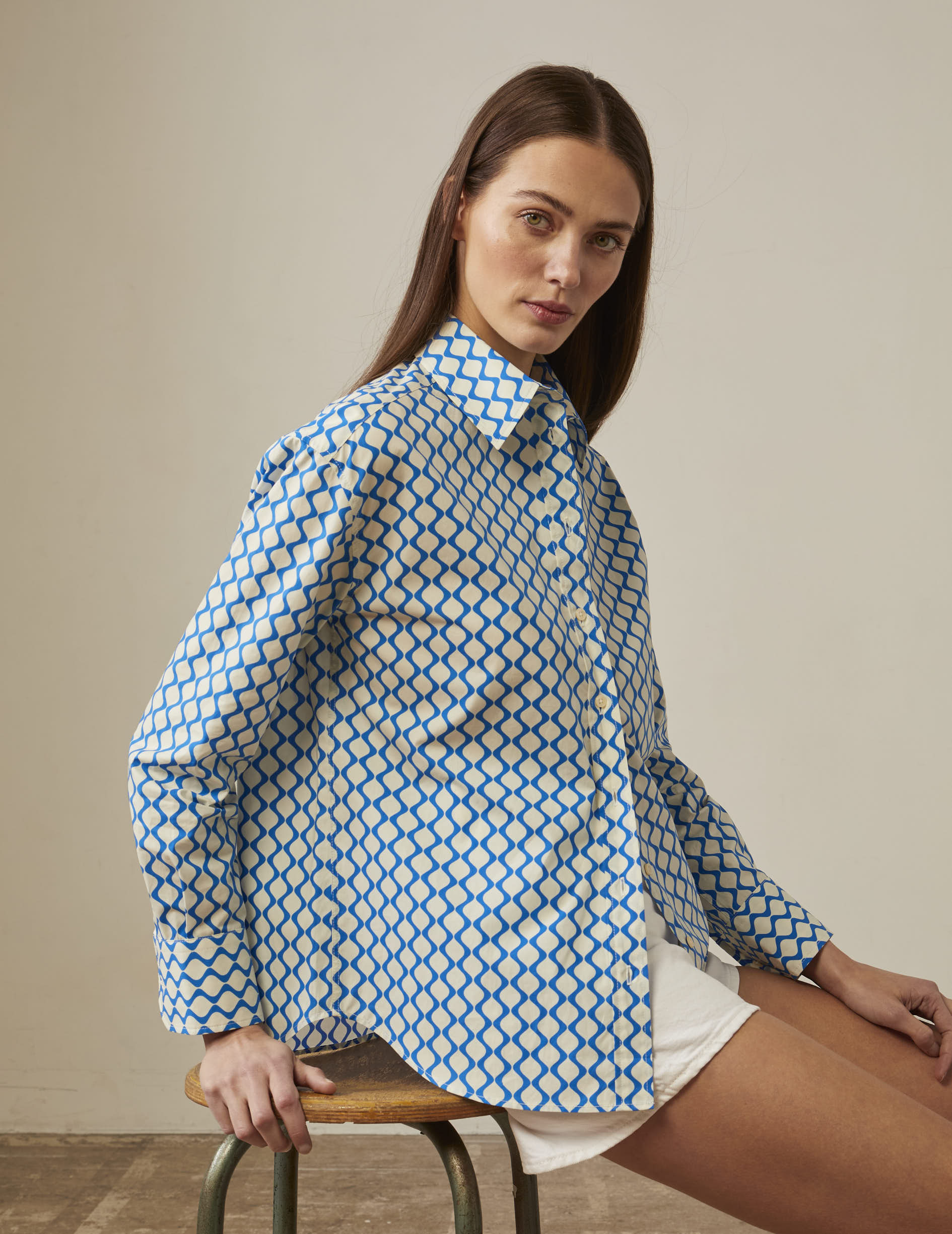 Chemise Ambre imprimée bleue